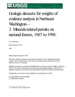 Geologic Datasets for Weights of Evidence Analysis in Northeast Washington— 3