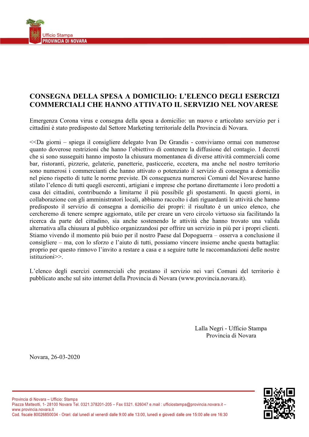 Consegna Della Spesa a Domicilio: L'elenco Degli Esercizi Commerciali