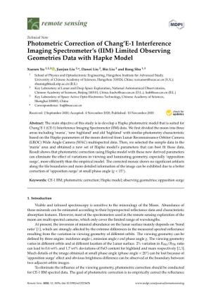 Photometric Correction of Chang'e-1 Interference Imaging