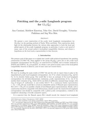 Patching and the P-Adic Langlands Program for GL2(Qp)