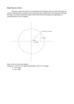 Polar Form of a Circle : the Polar Coordinate System Is a Two