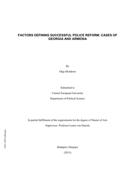 Factors Defining Successful Police Reform: Cases Of