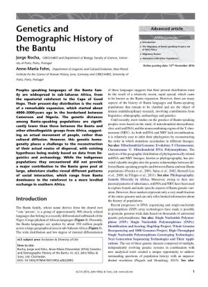 "Genetics and Demographic History of the Bantu" In