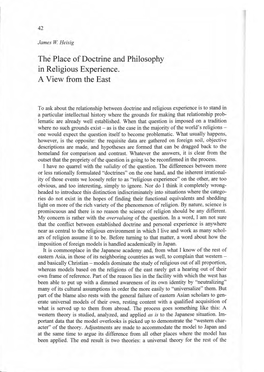 The Place of Doctrine and Philosophy in Re1igious Experience. a View from the East