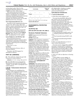 Novaluron; Pesticide Tolerances Register