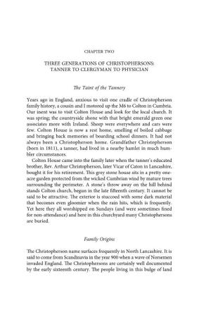 Three Generations of Christophersons: Tanner to Clergyman to Physician