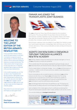 The Latest Edition of the British Airways Newsletter