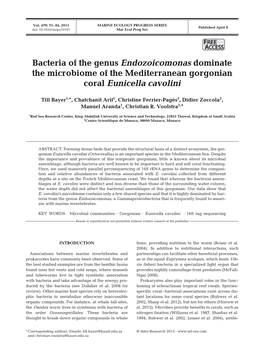 Bacteria of the Genus Endozoicomonas Dominate the Microbiome of the Mediterranean Gorgonian Coral Eunicella Cavolini