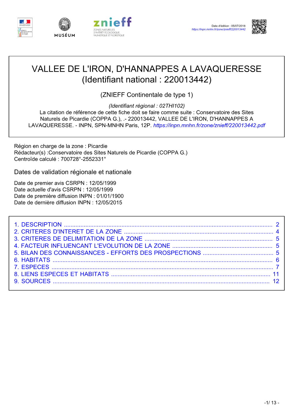 VALLEE DE L'iron, D'hannappes a LAVAQUERESSE (Identifiant National : 220013442)