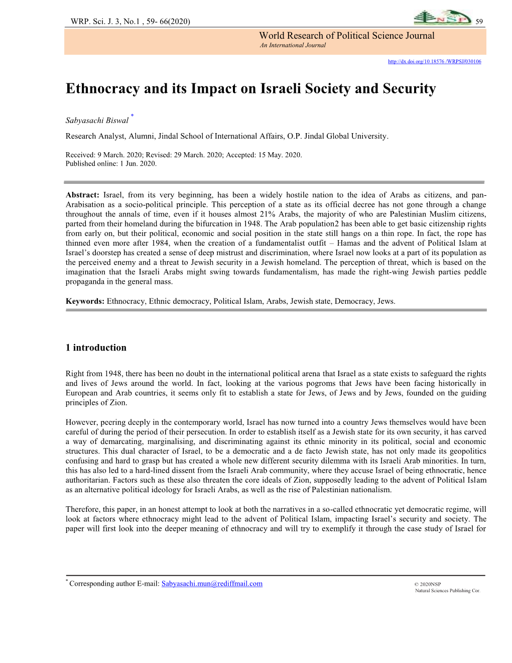 Ethnocracy and Its Impact on Israeli Society and Security