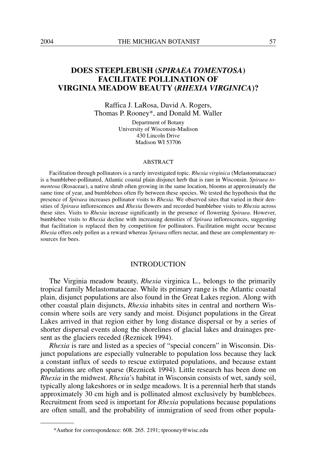 Facilitate Pollination of Virginia Meadow Beauty (Rhexia Virginica)?