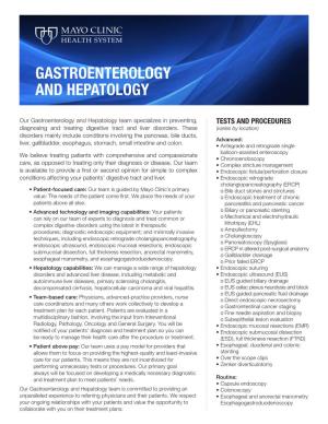 Gastroenterology and Hepatology