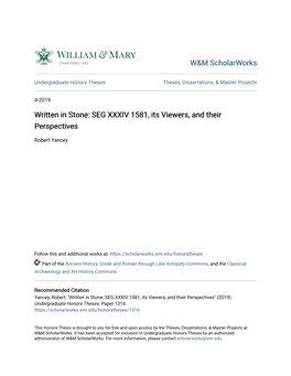 SEG XXXIV 1581, Its Viewers, and Their Perspectives