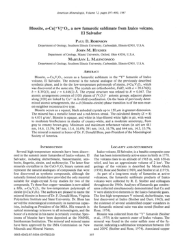 Blossite, A-Cu4+Y|+Or, a New Fumarolic Sublimate from Izalco