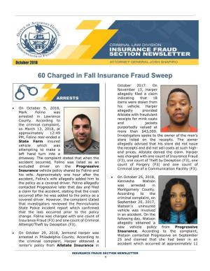 60 Charged in Fall Insurance Fraud Sweep