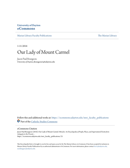 Our Lady of Mount Carmel Jason Paul Bourgeois University of Dayton, Jbourgeois1@Udayton.Edu