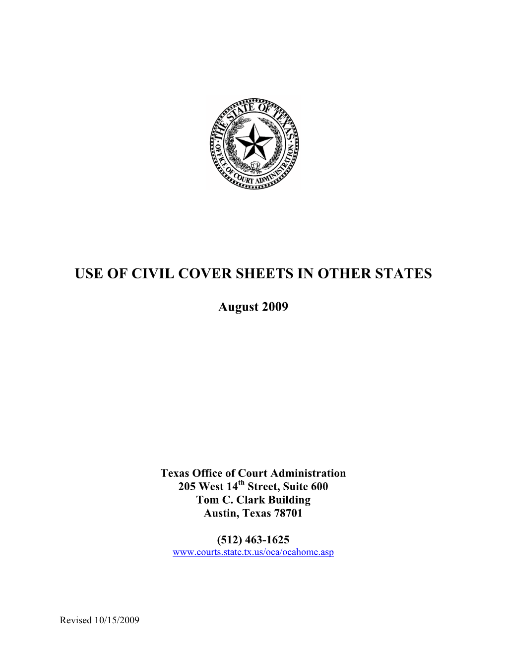 Use of Civil Cover Sheets in Other States