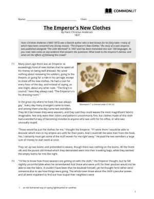 Commonlit | the Emperor's New Clothes