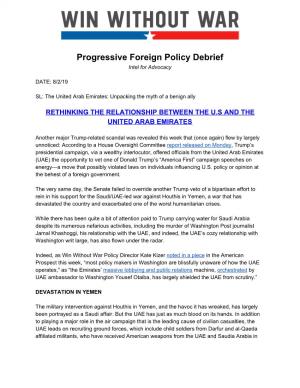 Progressive Foreign Policy Debrief Intel for Advocacy