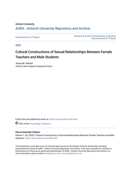 Cultural Constructions of Sexual Relationships Between Female Teachers and Male Students
