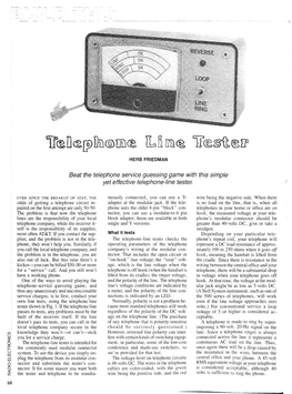 Telephone Line Tester