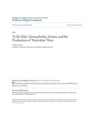To Be Male: Homophobia, Sexism, and the Production of “Masculine” Boys Clifford J