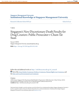 Singapore's New Discretionary Death Penalty for Drug Couriers