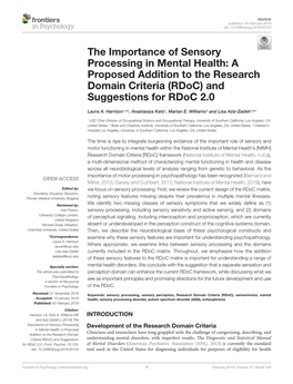 The Importance of Sensory Processing in Mental Health: a Proposed Addition to the Research Domain Criteria (Rdoc) and Suggestions for Rdoc 2.0