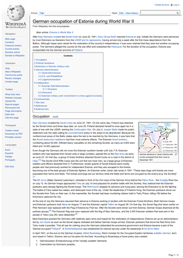 German Occupation of Estonia During World War II from Wikipedia, the Free Encyclopedia