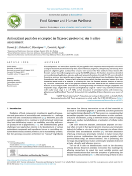 Antioxidant Peptides Encrypted in Flaxseed Proteome: an in Silico