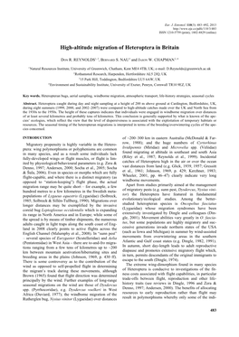 High-Altitude Migration of Heteroptera in Britain