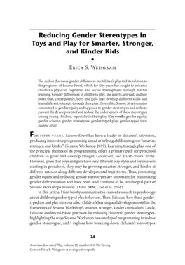 Reducing Gender Stereotypes in Toys and Play for Smarter, Stronger, and Kinder Kids • Erica S