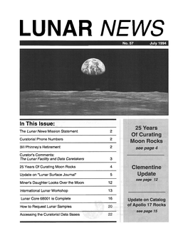 In This Issue: the Lunar News Mission Statement 2