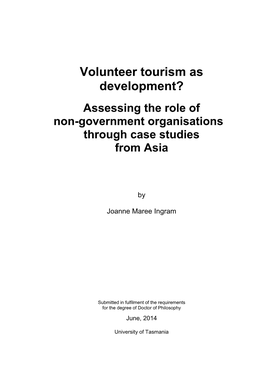 Volunteer Tourism As Development?