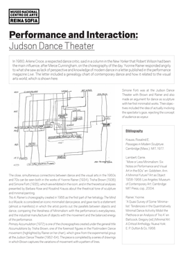 Performance and Interaction: Judson Dance Theater