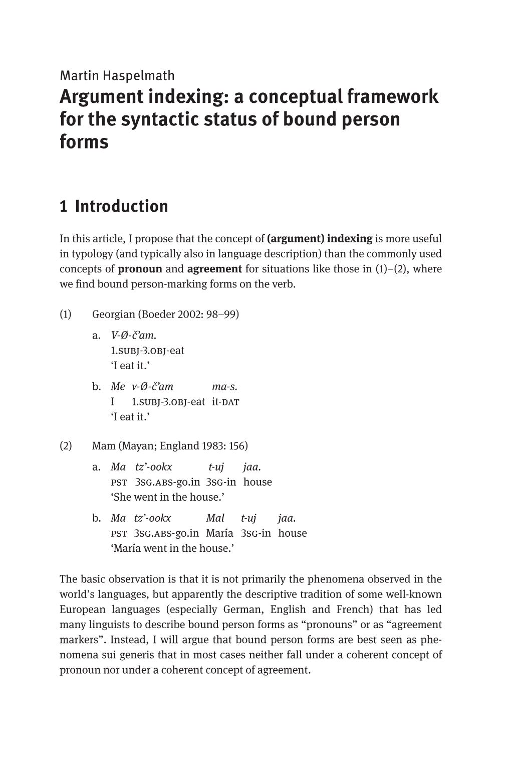 Argument Indexing: a Conceptual Framework for the Syntactic Status of Bound Person Forms