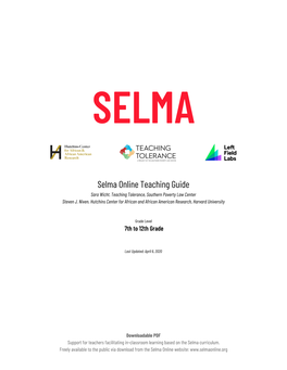 Selma Online Teaching Guide Sara Wicht