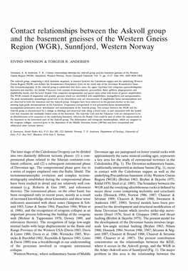 Contact Relationships Between the Askvoll Group and the Basement Gneisses of the Western Gneiss Region (WGR) , Sunnfjord, Western Norway