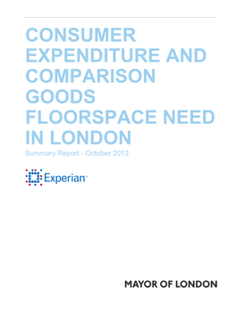 CONSUMER EXPENDITURE and COMPARISON GOODS FLOORSPACE NEED in LONDON Summary Report - October 2013