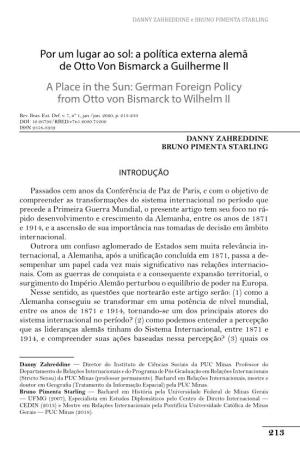 A Política Externa Alemã De Otto Von Bismarck a Guilherme II a Place in the Sun: German Foreign Policy from Otto Von Bismarck to Wilhelm II