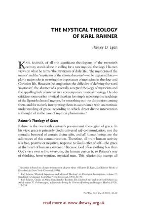 The Mystical Theology of Karl Rahner