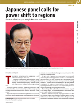 Japanese Panel Calls for Power Shift to Regions Decentralization Process Picks up Momentum Federations