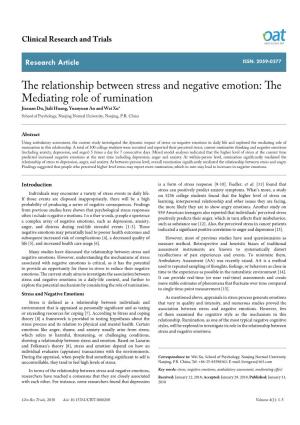 The Relationship Between Stress and Negative Emotion