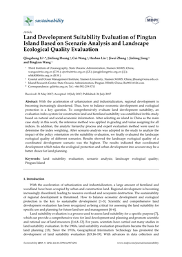 Land Development Suitability Evaluation of Pingtan Island Based on Scenario Analysis and Landscape Ecological Quality Evaluation