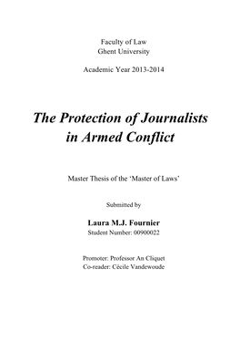 The Protection of Journalists in Armed Conflict