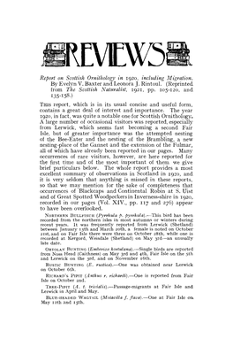 REVEW5 Report on Scottish Ornithology in 1920, Including Migration