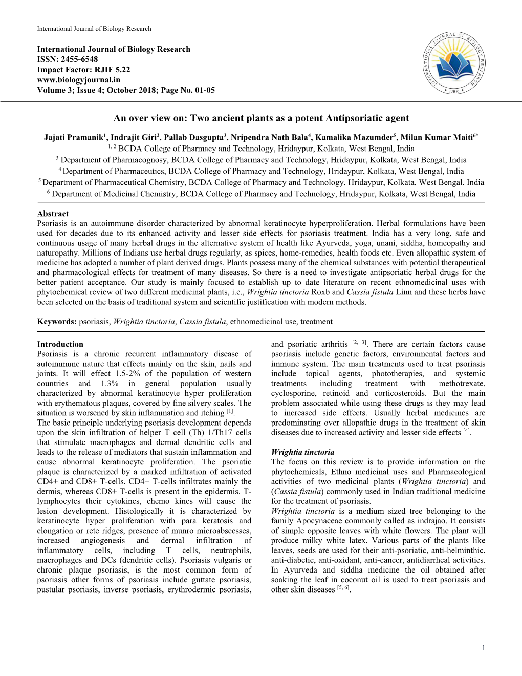 An Over View On: Two Ancient Plants As a Potent Antipsoriatic Agent