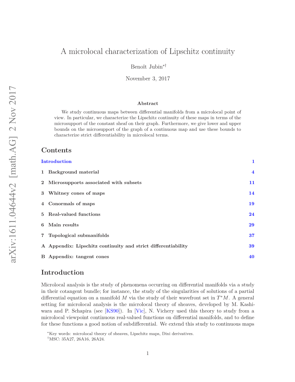 A Microlocal Characterization of Lipschitz Continuity