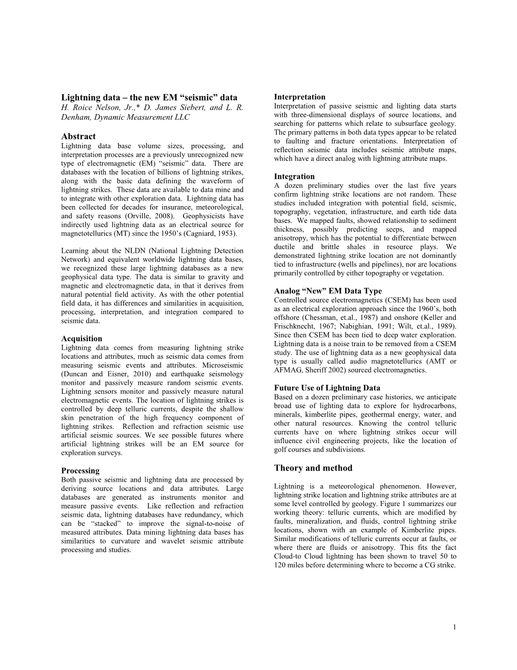 Lightning Data – the New EM “Seismic” Data Interpretation H