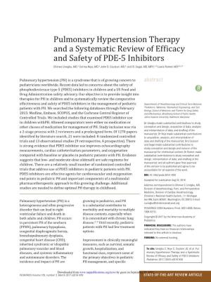 Pulmonary Hypertension Therapy and a Systematic Review of Efficacy and Safety of PDE-5 Inhibitors Chinwe Unegbu, MD,A Corina Noje, MD,A John D
